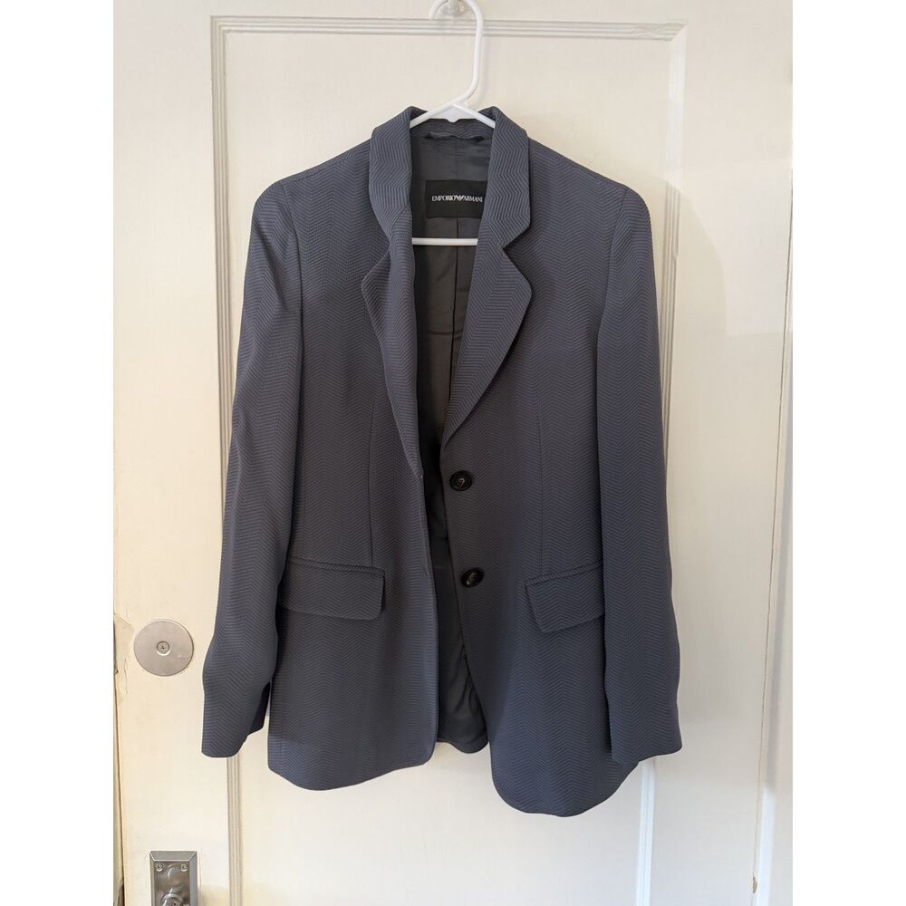 Emporio Armani Gray Blue Textured Blazer EU 36